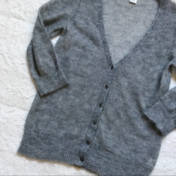 J. Crew Gray Mohair Blend Sheer Cardigan size M - Picture 3 of 8